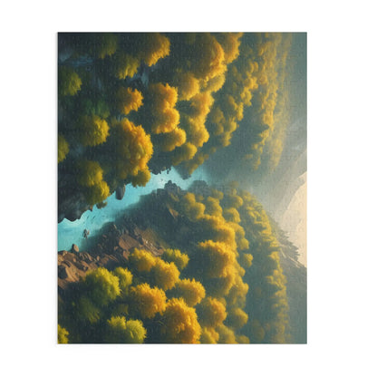 Golden Tree Surrounded River Jigsaw Puzzle — 120/252/500 - Puzzle