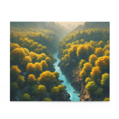 Golden Tree Surrounded River Jigsaw Puzzle — 120/252/500 - Puzzle