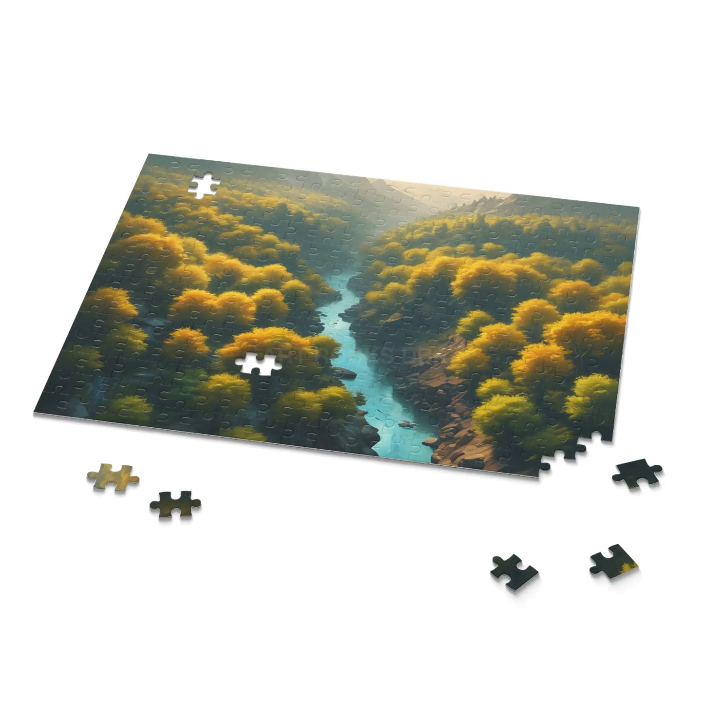 Golden Tree Surrounded River Jigsaw Puzzle — 120/252/500 - Puzzle