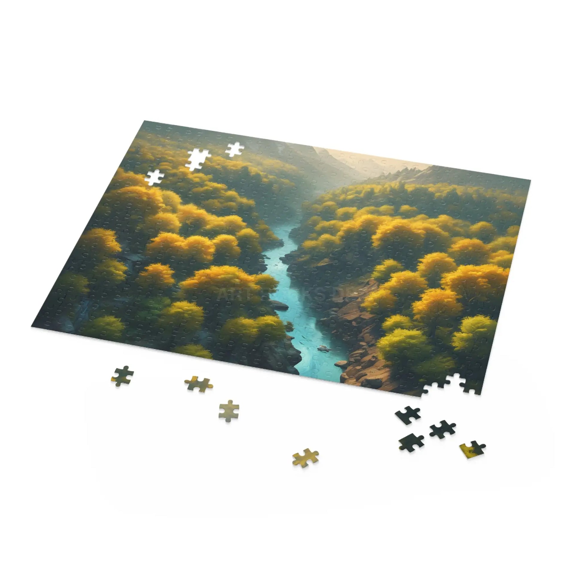 Golden Tree Surrounded River Jigsaw Puzzle — 120/252/500 - Puzzle