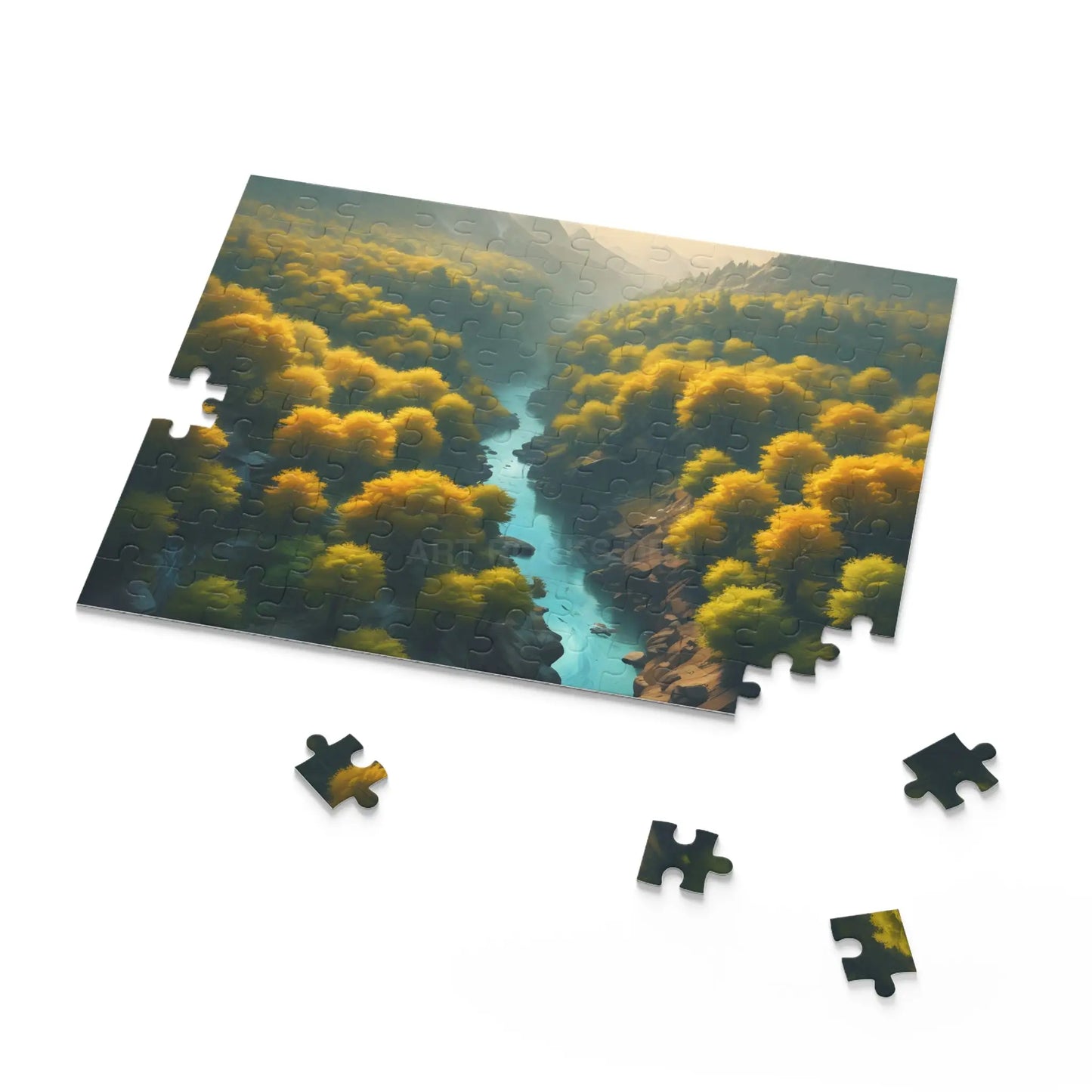 Golden Tree Surrounded River Jigsaw Puzzle — 120/252/500 - Puzzle