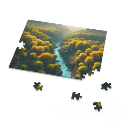 Golden Tree Surrounded River Jigsaw Puzzle — 120/252/500 - Puzzle