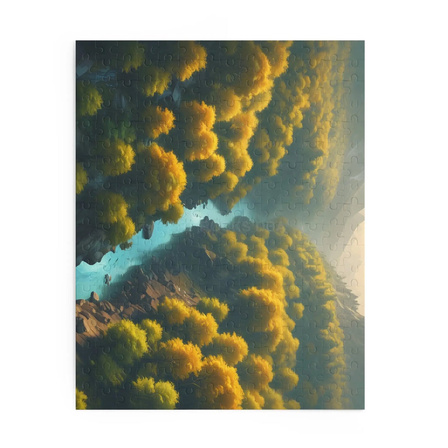 Golden Tree Surrounded River Jigsaw Puzzle — 120/252/500 - Puzzle
