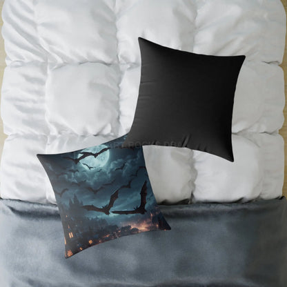 Gothic Bat Decor Pillow | Square Poly Canvas Pillow for Halloween and Autumn Decor Cozy Home Accent for Spooky Vibes