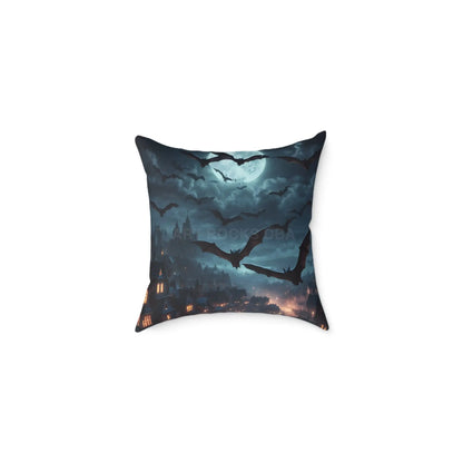 Gothic Bat Decor Pillow | Square Poly Canvas Pillow for Halloween and Autumn Decor Cozy Home Accent for Spooky Vibes
