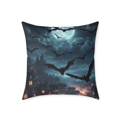 Gothic Bat Decor Pillow | Square Poly Canvas Pillow for Halloween and Autumn Decor Cozy Home Accent for Spooky Vibes