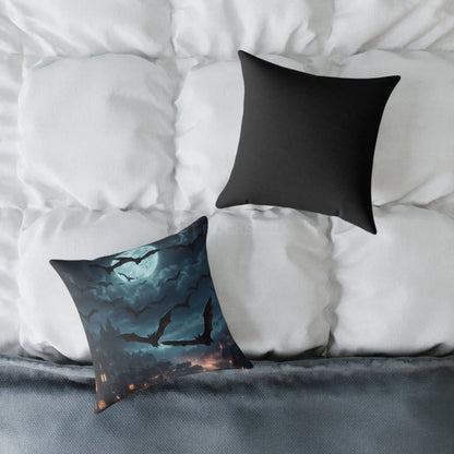 Gothic Bat Decor Pillow | Square Poly Canvas Pillow for Halloween and Autumn Decor Cozy Home Accent for Spooky Vibes