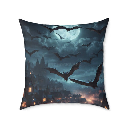 Gothic Bat Decor Pillow | Square Poly Canvas Pillow for Halloween and Autumn Decor Cozy Home Accent for Spooky Vibes