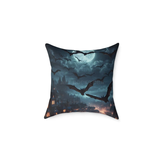 Gothic Bat Decor Pillow | Square Poly Canvas Pillow for Halloween and Autumn Decor Cozy Home Accent for Spooky Vibes