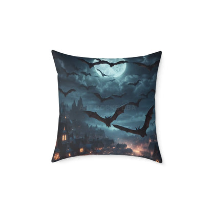 Gothic Bat Decor Pillow | Square Poly Canvas Pillow for Halloween and Autumn Decor Cozy Home Accent for Spooky Vibes