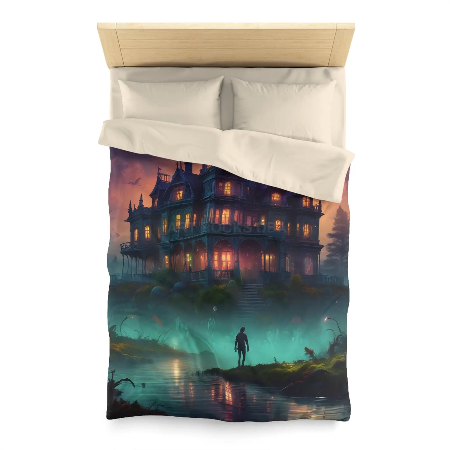 Gothic Haunted House Microfiber Duvet Cover Spooky Bedroom Decor Halloween Bedding Gothic Home Accents Cozy Ghostly