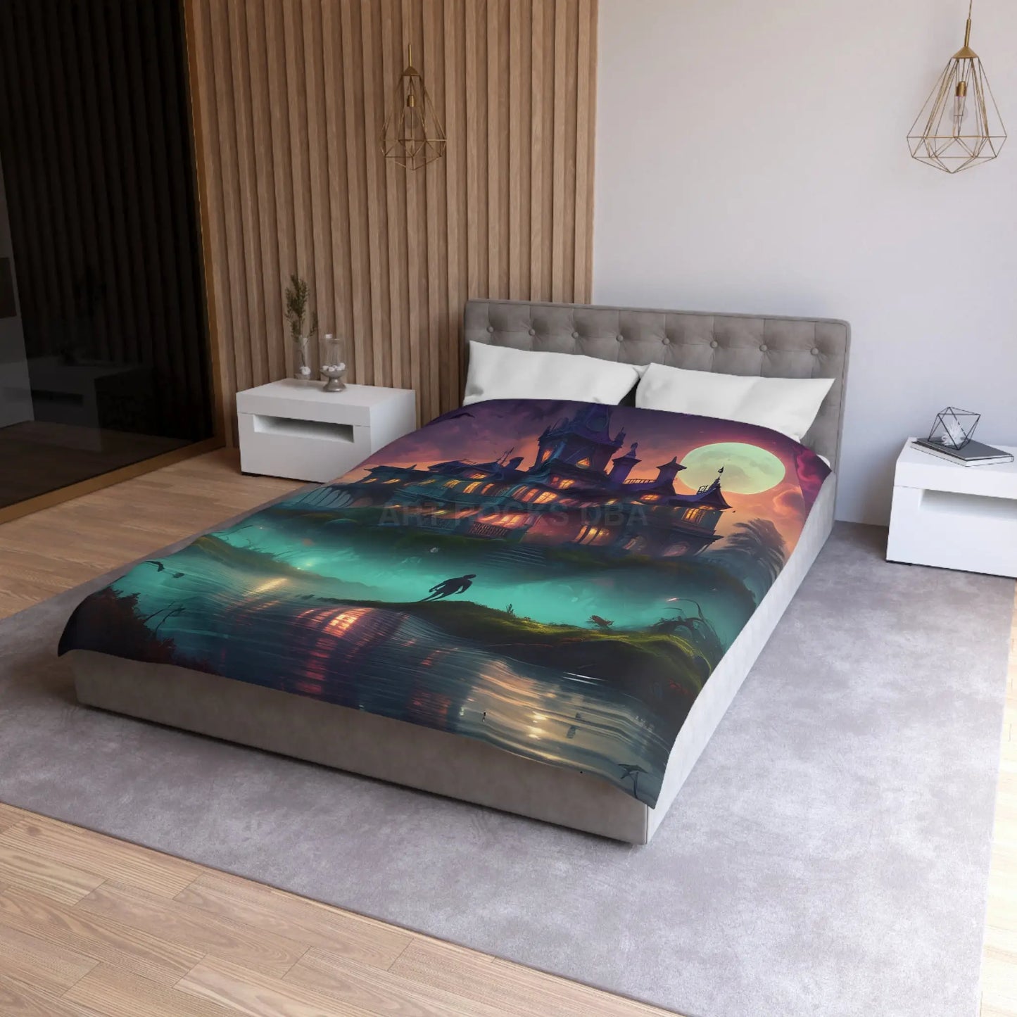 Gothic Haunted House Microfiber Duvet Cover Spooky Bedroom Decor Halloween Bedding Gothic Home Accents Cozy Ghostly