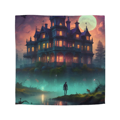 Gothic Haunted House Microfiber Duvet Cover Spooky Bedroom Decor Halloween Bedding Gothic Home Accents Cozy Ghostly
