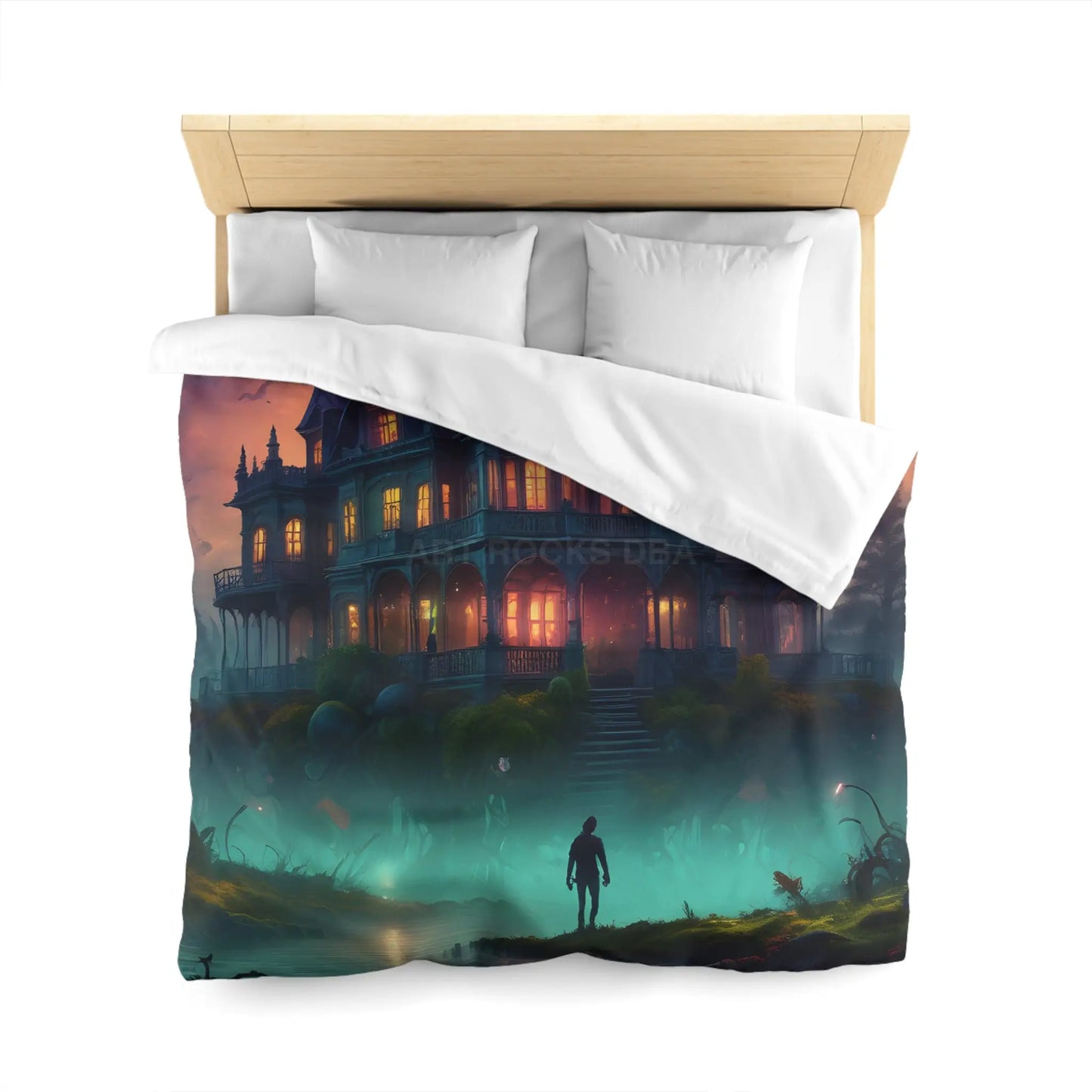 Gothic Haunted House Microfiber Duvet Cover Spooky Bedroom Decor Halloween Bedding Gothic Home Accents Cozy Ghostly