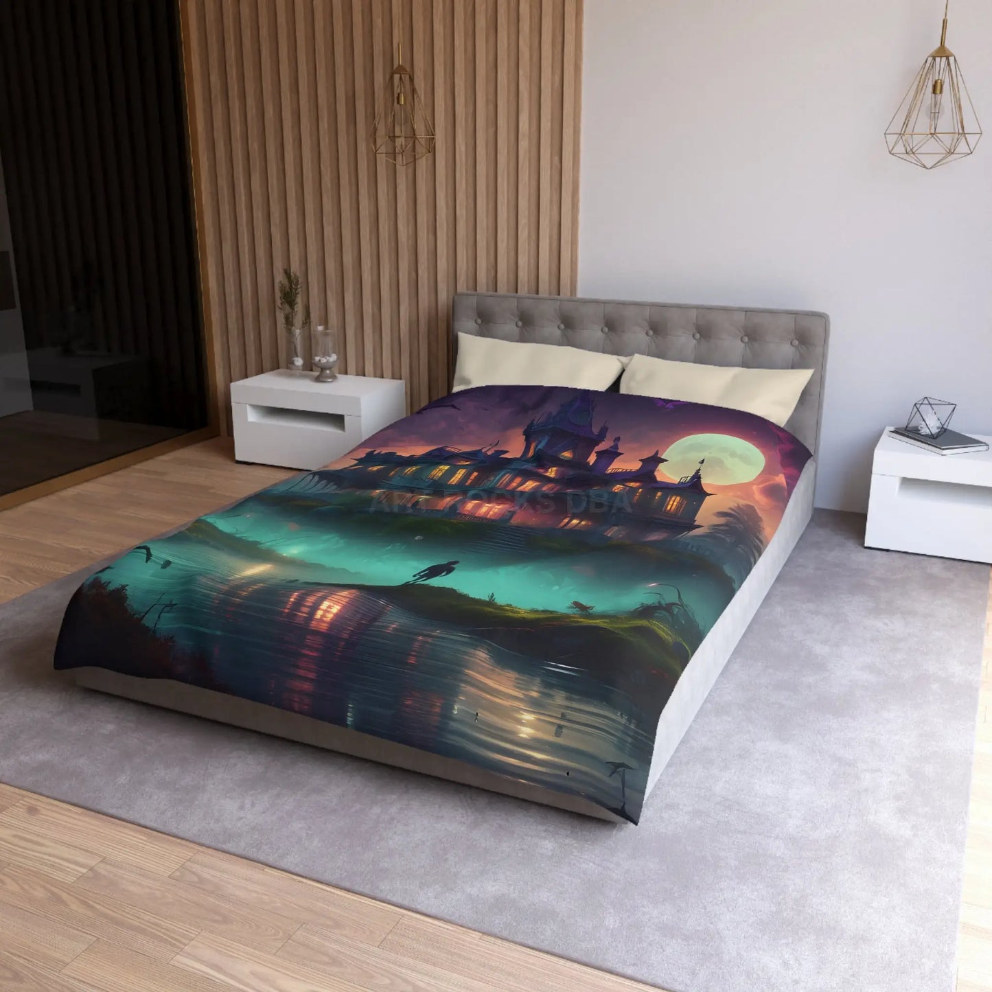 Gothic Haunted House Microfiber Duvet Cover Spooky Bedroom Decor Halloween Bedding Gothic Home Accents Cozy Ghostly