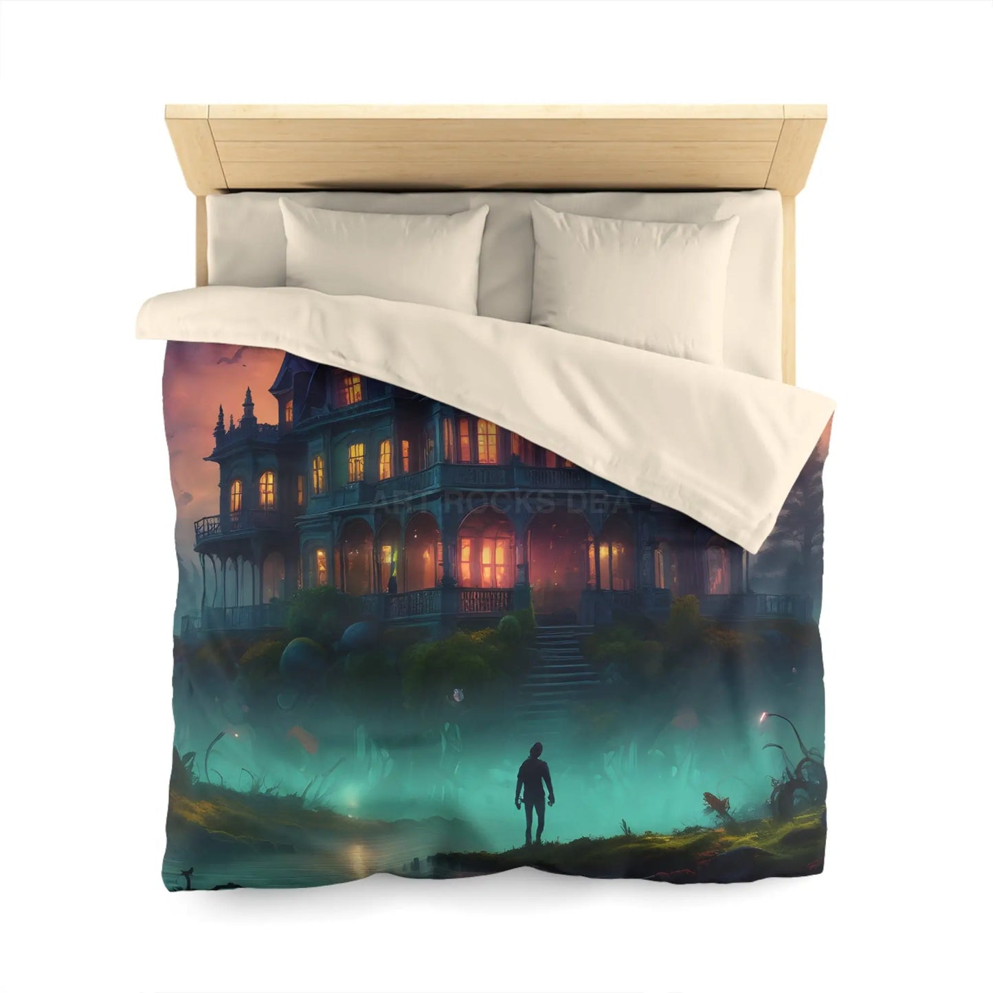 Gothic Haunted House Microfiber Duvet Cover Spooky Bedroom Decor Halloween Bedding Gothic Home Accents Cozy Ghostly