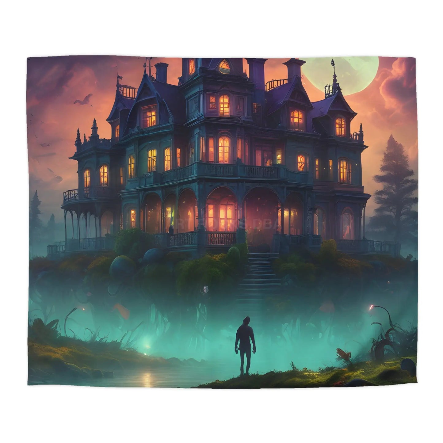 Gothic Haunted House Microfiber Duvet Cover Spooky Bedroom Decor Halloween Bedding Gothic Home Accents Cozy Ghostly
