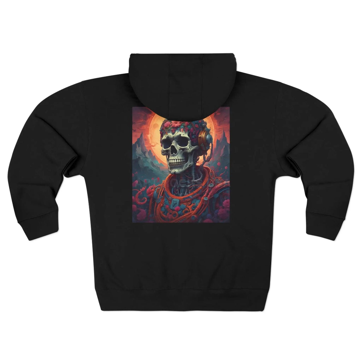 Gothic Psychedelic Skull Zip-Up Sweatshirt - XS / Black - Hoodie