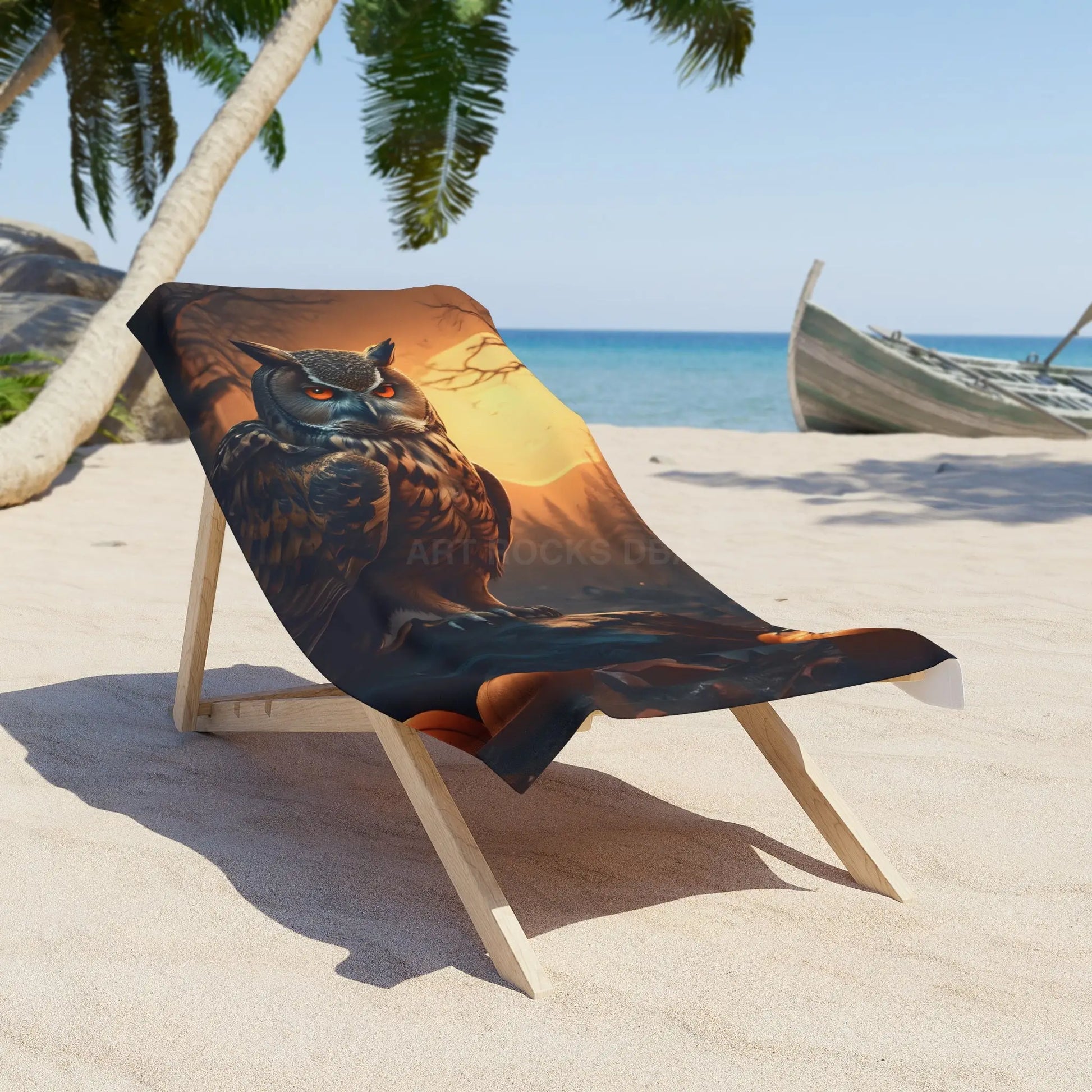 Halloween Owl Beach Towel - 30’’ × 60’’ - Home Decor