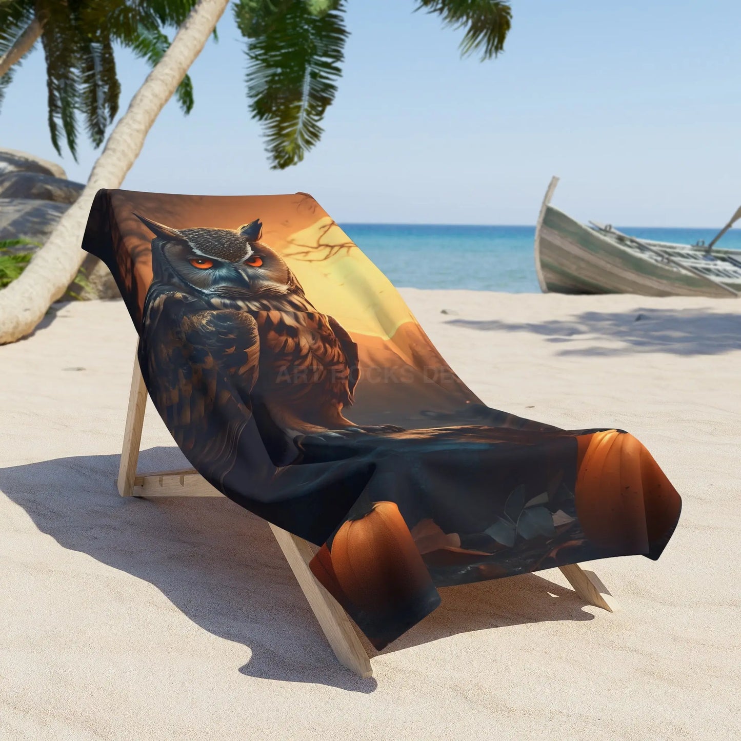 Halloween Owl Beach Towel - Home Decor