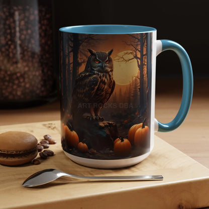 Halloween Owl Coffee Mug — Spooky Pumpkin Forest Accent Mug (11/15oz) - Mug