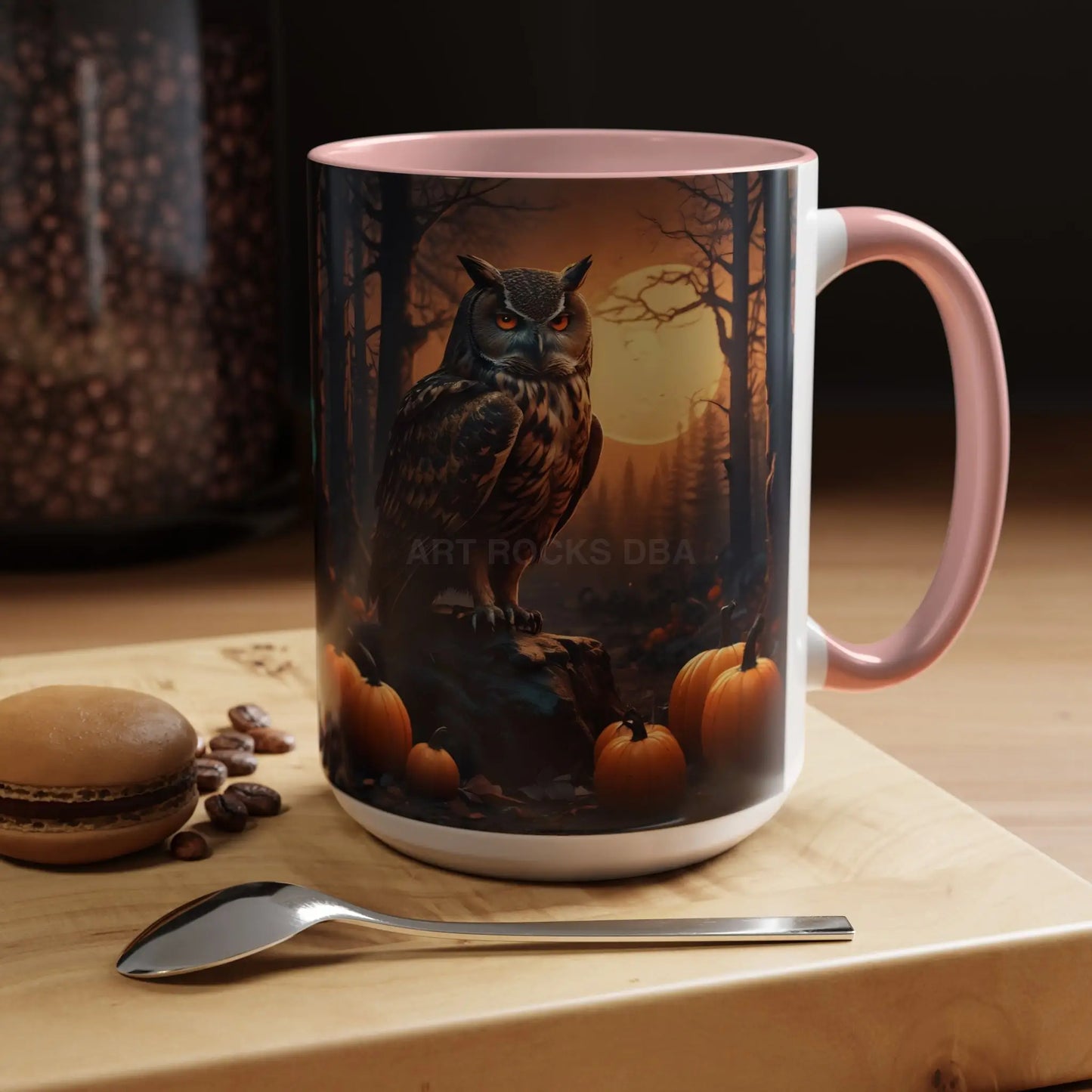 Halloween Owl Coffee Mug — Spooky Pumpkin Forest Accent Mug (11/15oz) - Mug
