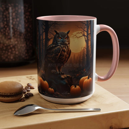 Halloween Owl Coffee Mug — Spooky Pumpkin Forest Accent Mug (11/15oz) - Mug