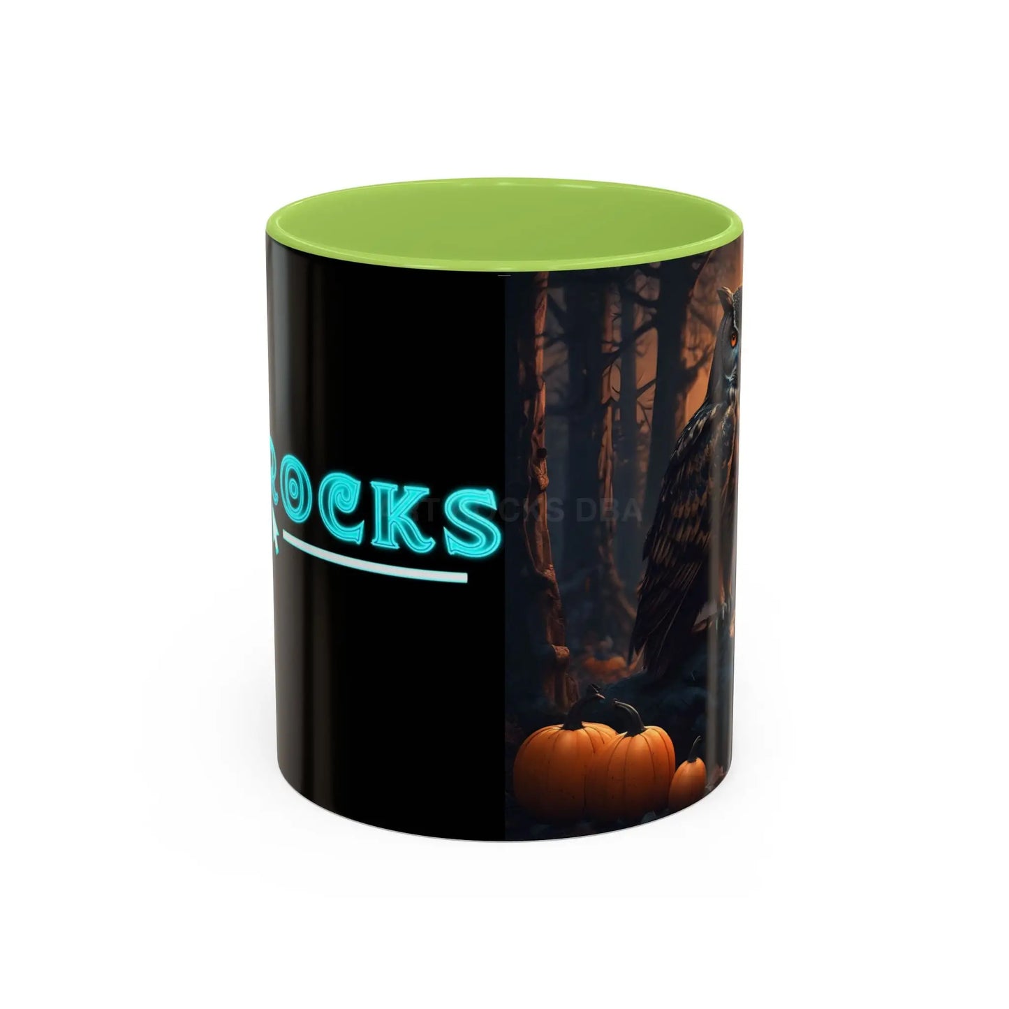Halloween Owl Coffee Mug — Spooky Pumpkin Forest Accent Mug (11/15oz) - 11oz / Light Green - Mug