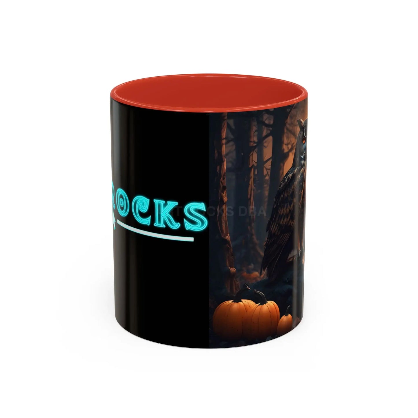 Halloween Owl Coffee Mug — Spooky Pumpkin Forest Accent Mug (11/15oz) - 11oz / Red - Mug
