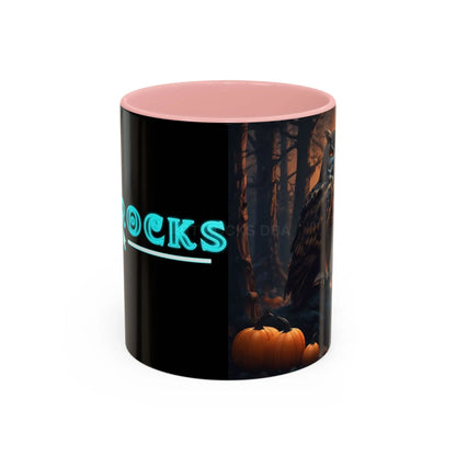 Halloween Owl Coffee Mug — Spooky Pumpkin Forest Accent Mug (11/15oz) - 11oz / Pink - Mug