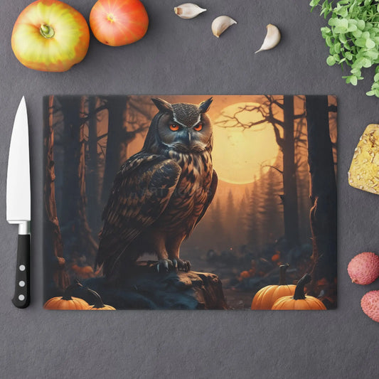 Halloween Owl Cutting Board — Spooky Pumpkin Forest Kitchen Decor - Large - Home Decor