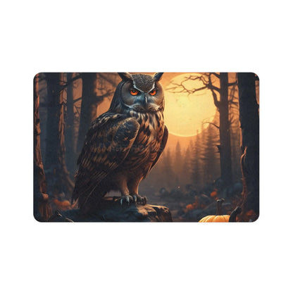 Halloween Owl Pet Food Mat (12x18) - Spooky Fall Feeding Placemat - 12’’ × 18’’ / Rectangle - Pets