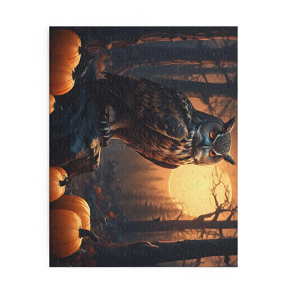 Halloween Owl Pumpkin Jigsaw Puzzle — Spooky Forest 120/252/500-Piece - Puzzle