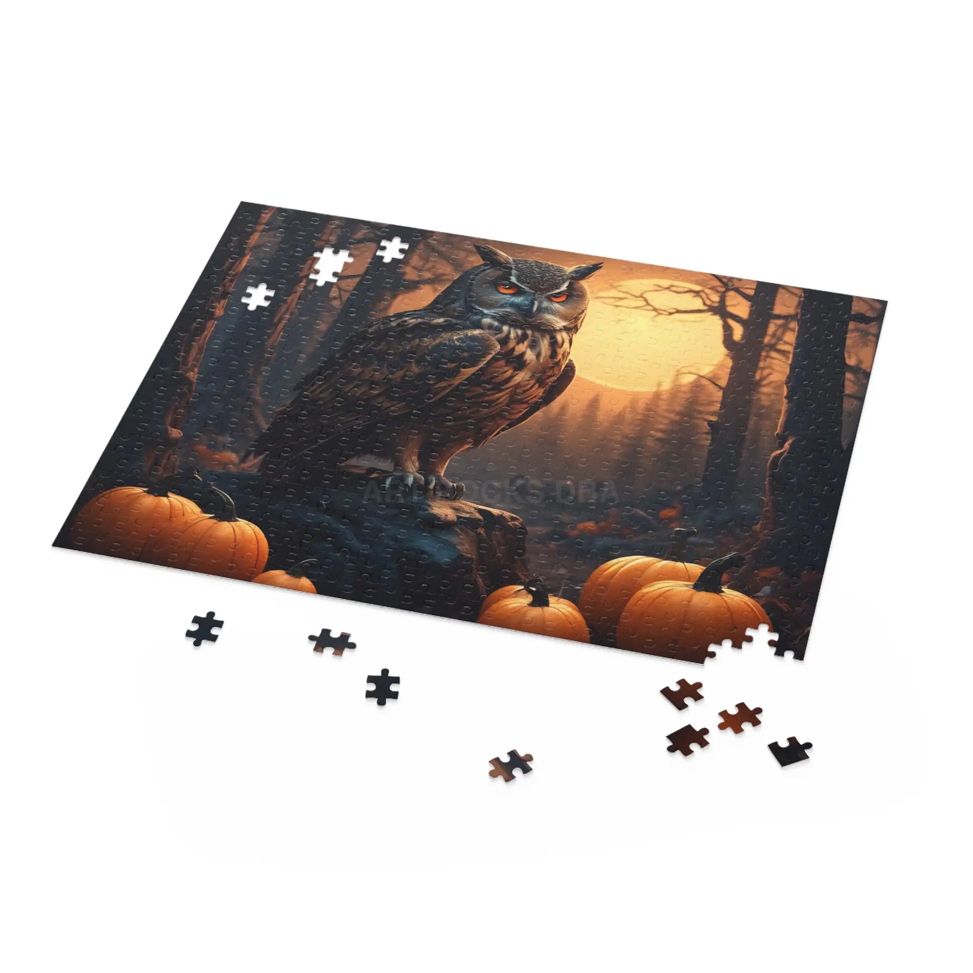 Halloween Owl Pumpkin Jigsaw Puzzle — Spooky Forest 120/252/500-Piece - Puzzle