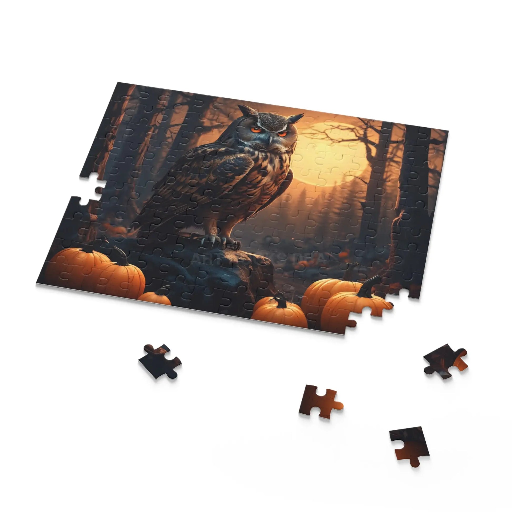 Halloween Owl Pumpkin Jigsaw Puzzle — Spooky Forest 120/252/500-Piece - Puzzle
