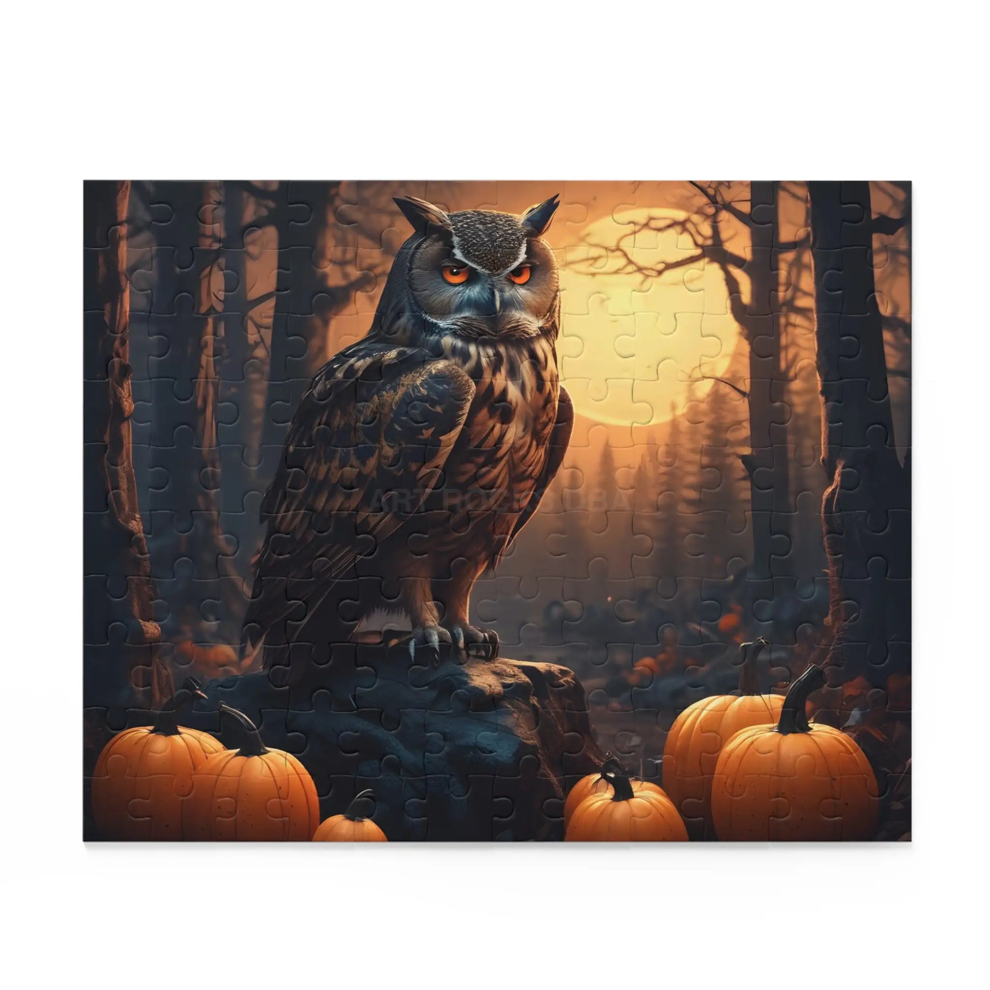 Halloween Owl Pumpkin Jigsaw Puzzle — Spooky Forest 120/252/500-Piece - Puzzle