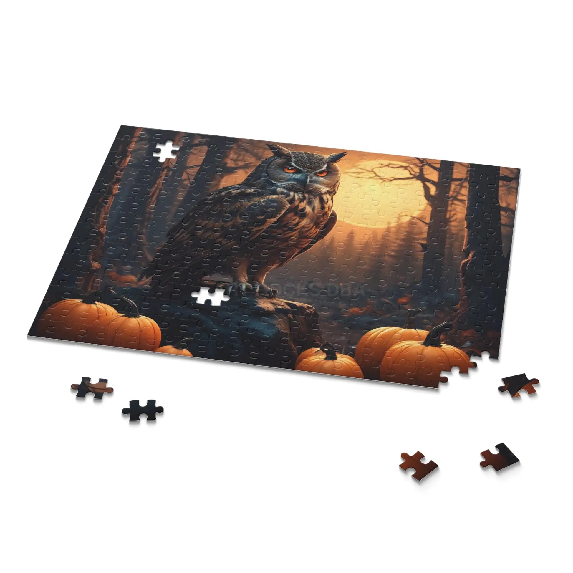 Halloween Owl Pumpkin Jigsaw Puzzle — Spooky Forest 120/252/500-Piece - Puzzle