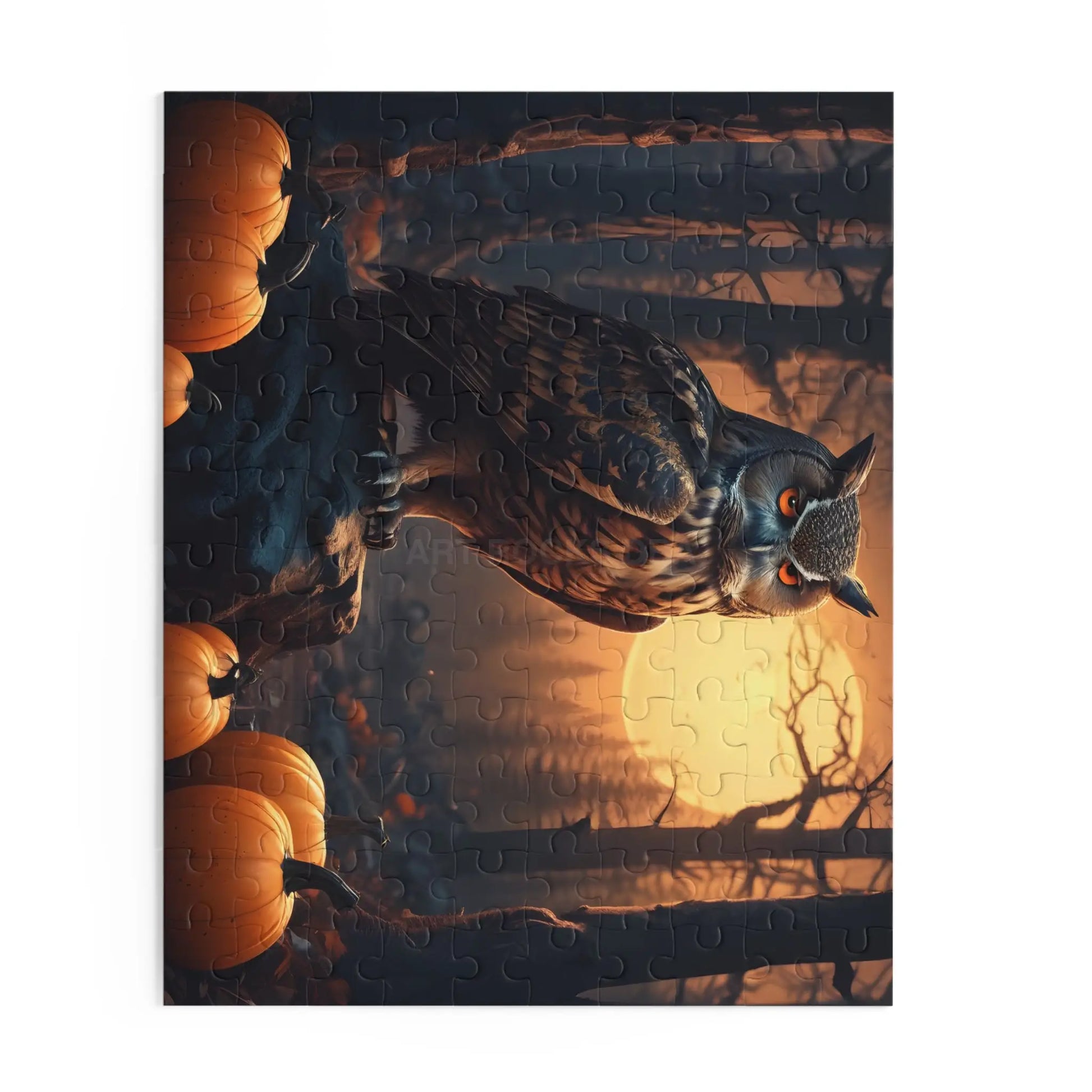 Halloween Owl Pumpkin Jigsaw Puzzle — Spooky Forest 120/252/500-Piece - Puzzle