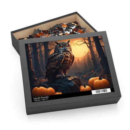 Halloween Owl Pumpkin Jigsaw Puzzle — Spooky Forest 120/252/500-Piece - Puzzle