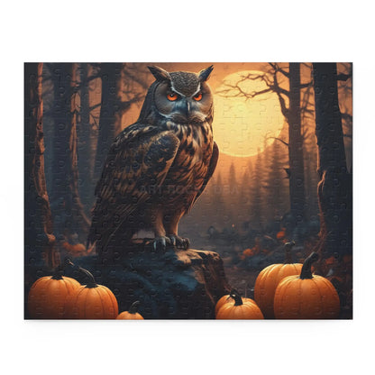 Halloween Owl Pumpkin Jigsaw Puzzle — Spooky Forest 120/252/500-Piece - 14’’ × 11’’ (252 pcs) - Puzzle