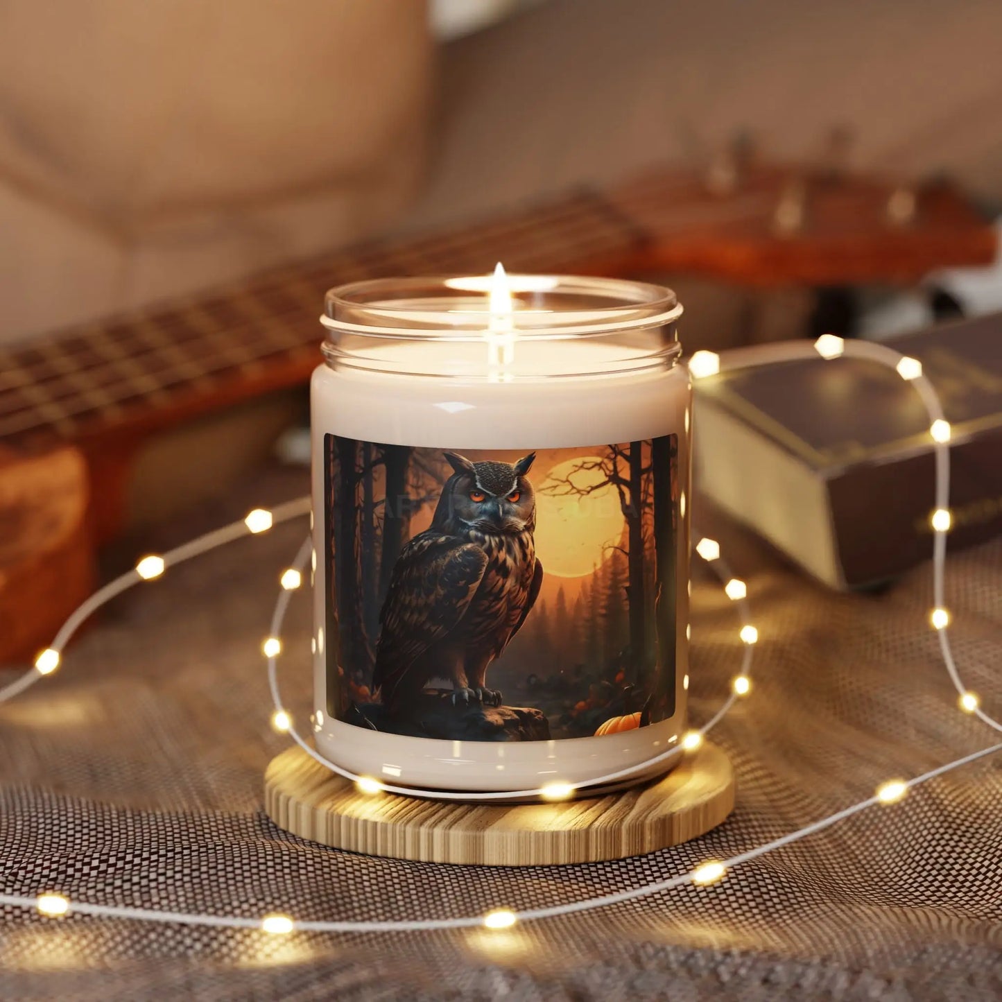 Halloween Owl Scented Soy Candle | Cozy Home Decor | Relaxation Gift Aromatherapy Candle Woodland Theme Gift for Owl
