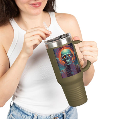 Halloween Skull Insulated Travel Mug 40oz - Perfect for Road Trips Gift for Coffee Lovers Fun Skull Design Eco-Friendly