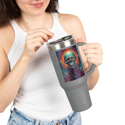 Halloween Skull Insulated Travel Mug 40oz - Perfect for Road Trips Gift for Coffee Lovers Fun Skull Design Eco-Friendly