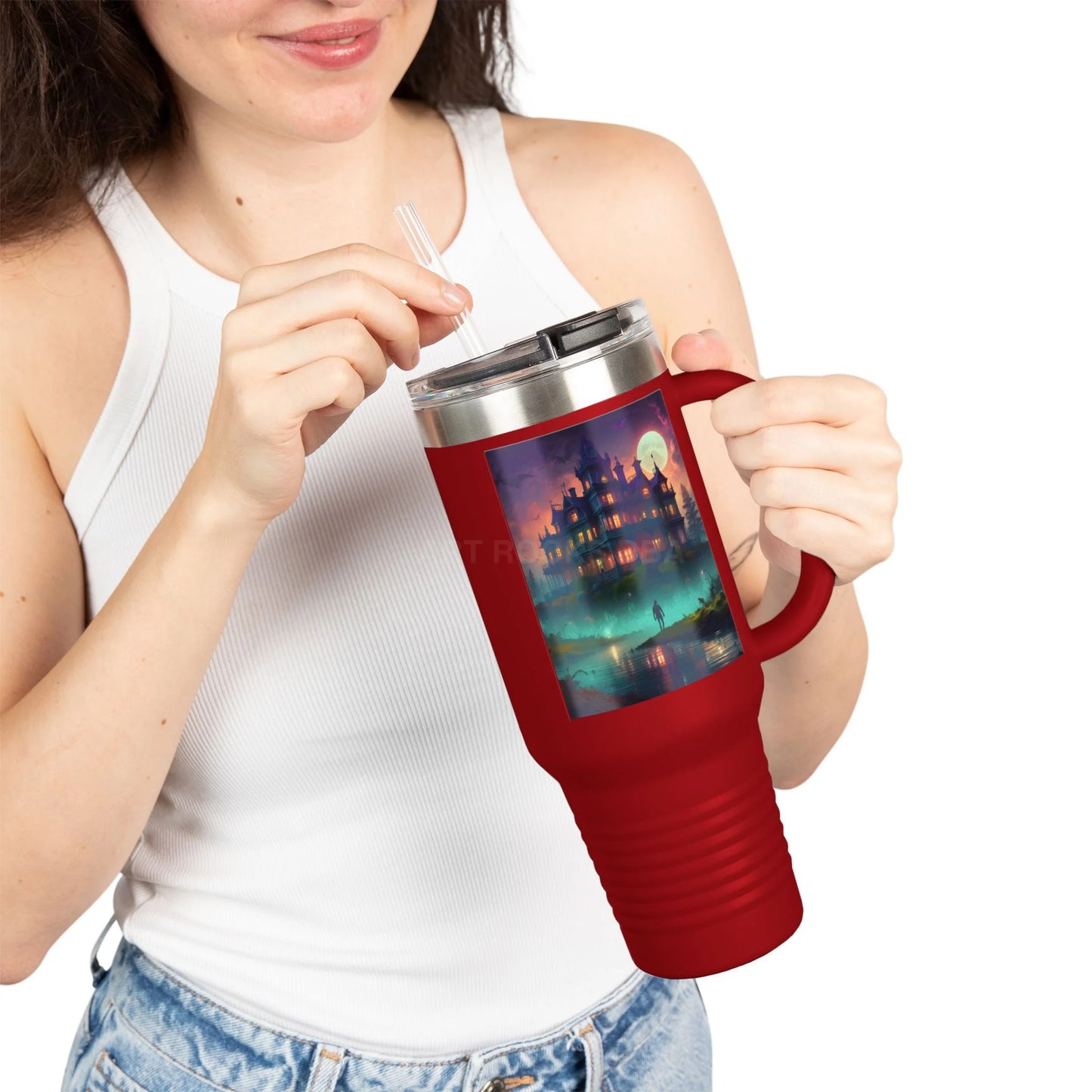 Haunted House Insulated Travel Mug - 40oz Adventure Cup for Coffee Lovers Motivational Travel Tumbler Perfect Gift