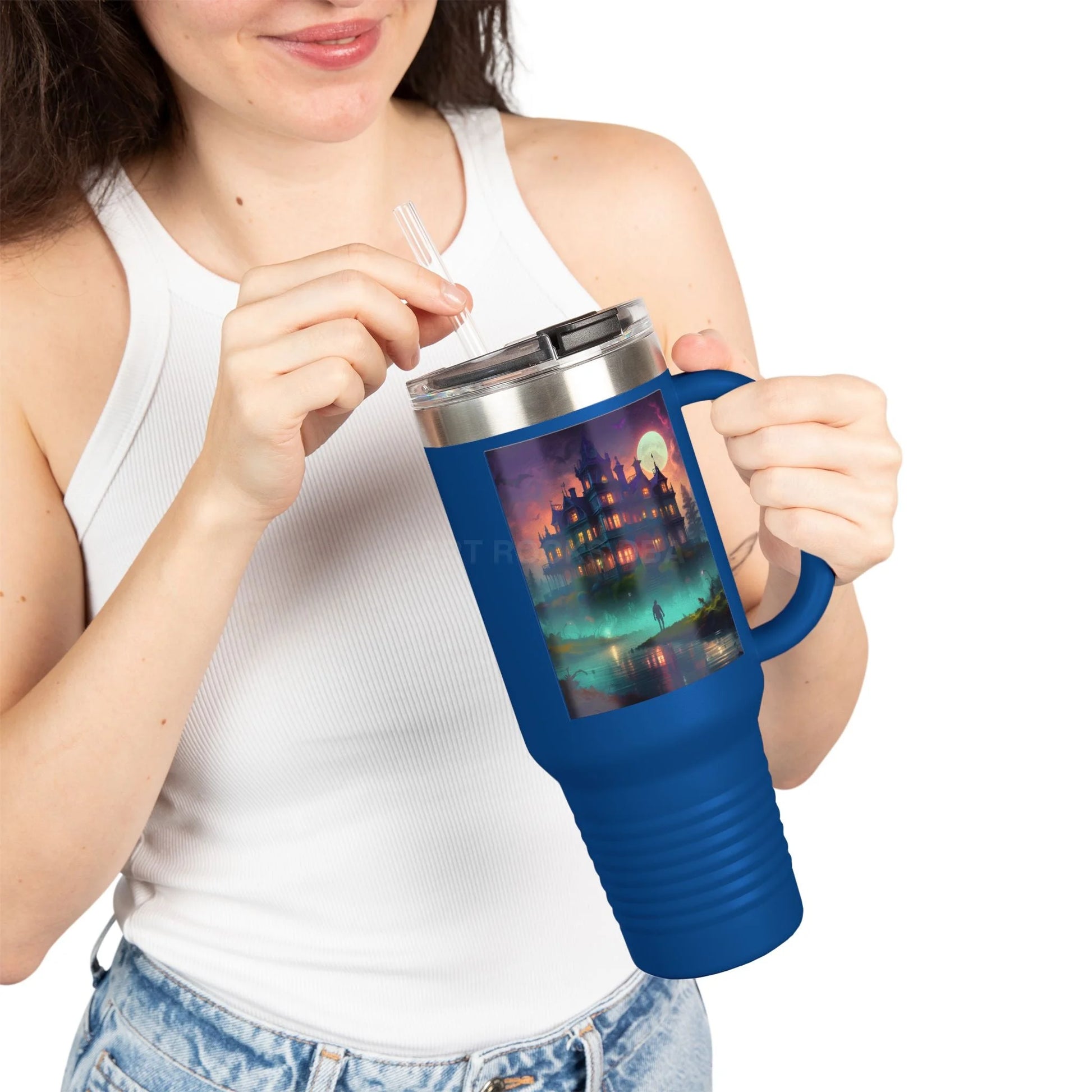 Haunted House Insulated Travel Mug - 40oz Adventure Cup for Coffee Lovers Motivational Travel Tumbler Perfect Gift