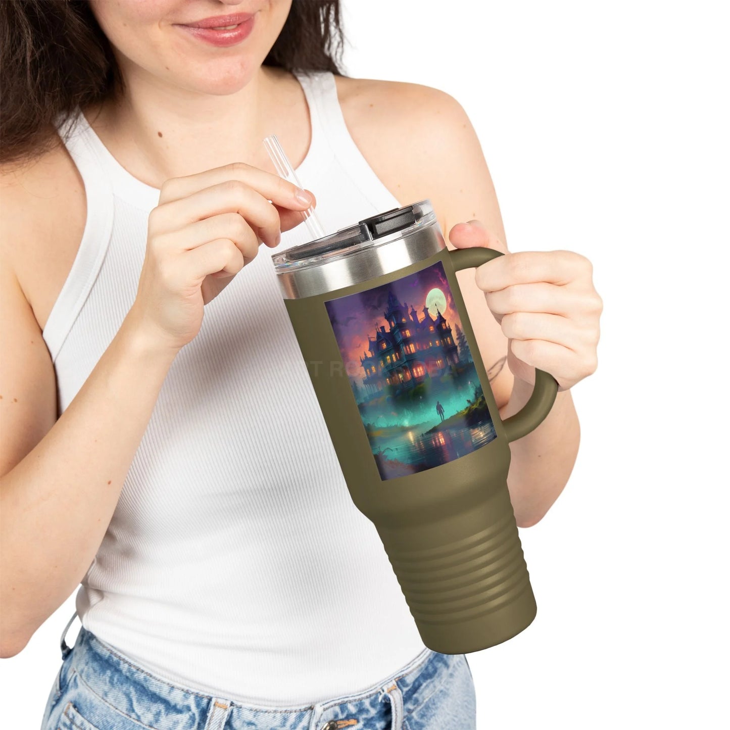 Haunted House Insulated Travel Mug - 40oz Adventure Cup for Coffee Lovers Motivational Travel Tumbler Perfect Gift
