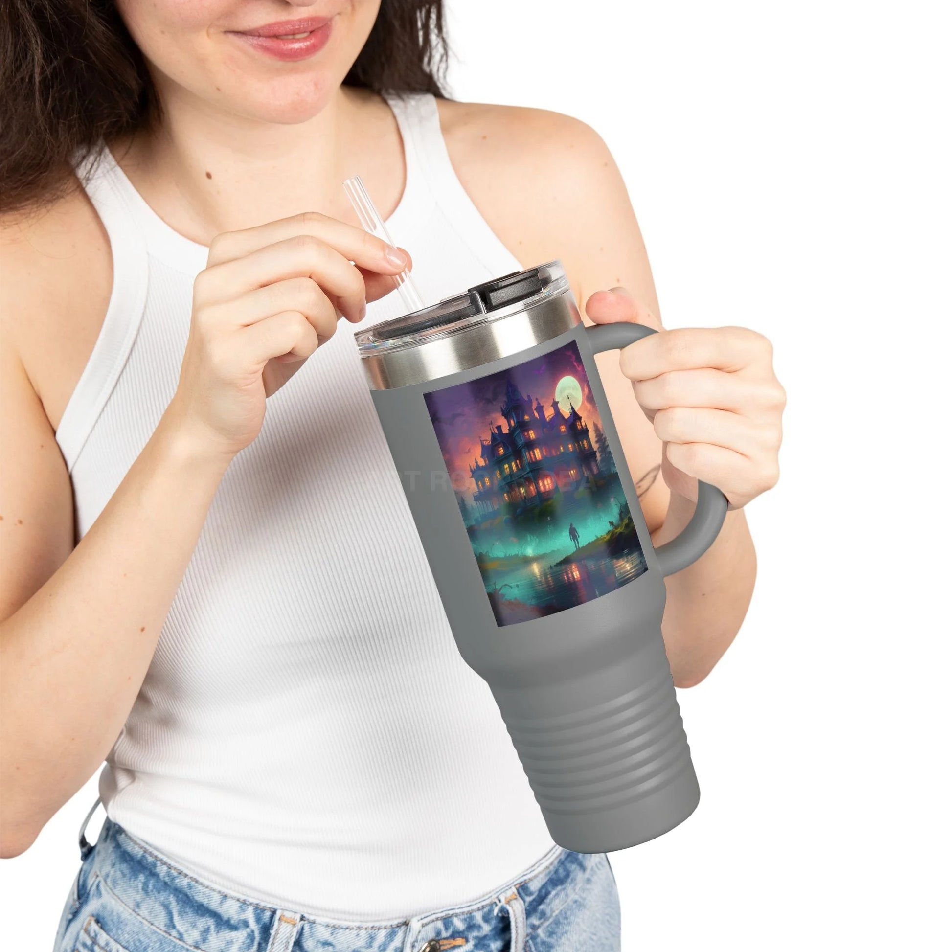 Haunted House Insulated Travel Mug - 40oz Adventure Cup for Coffee Lovers Motivational Travel Tumbler Perfect Gift
