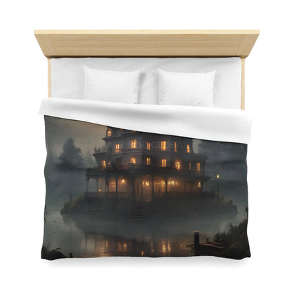 Haunted House Microfiber Duvet Cover Spooky Bedroom Decor Halloween Home Bedding Gothic Style Comforter Dark Aesthetic