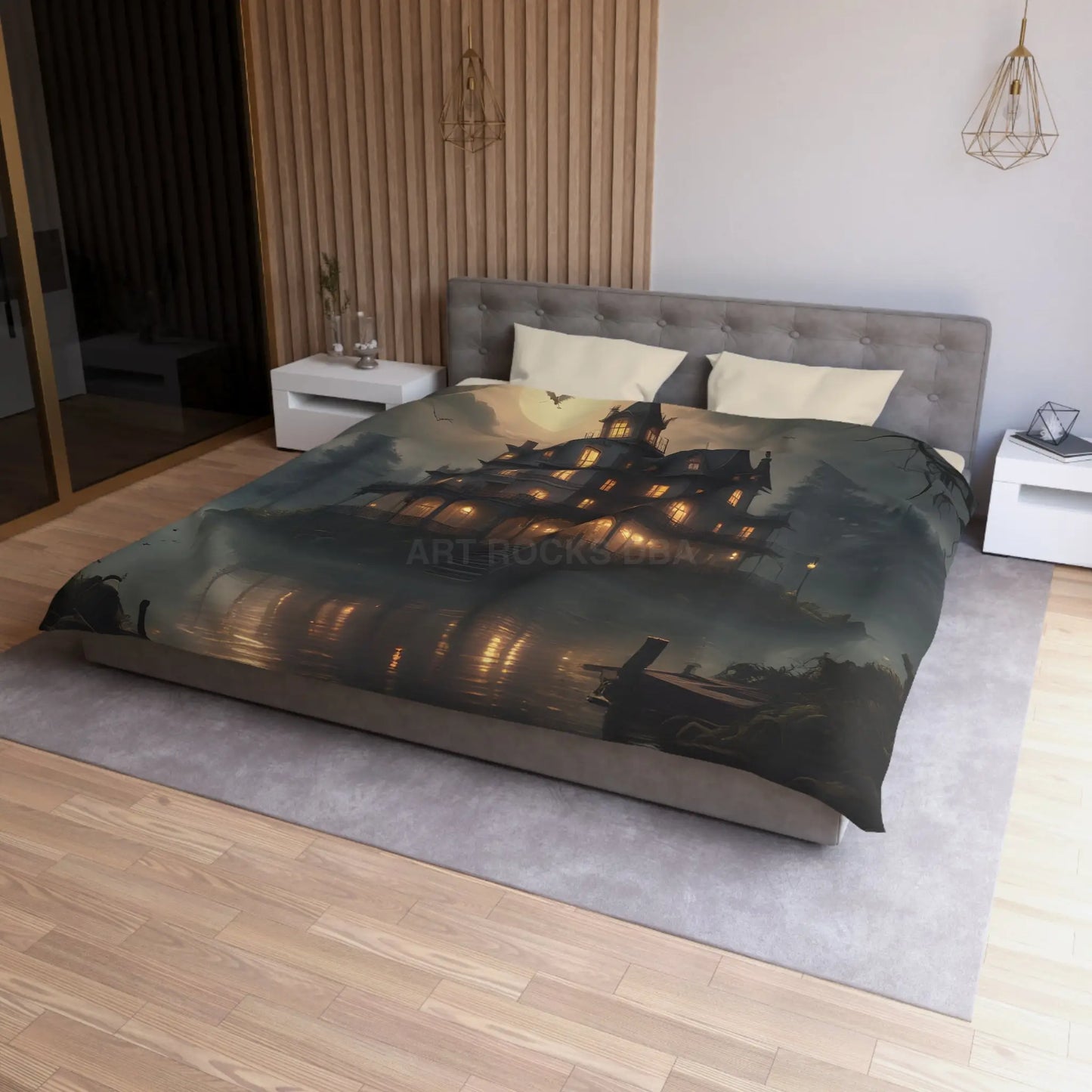 Haunted House Microfiber Duvet Cover Spooky Bedroom Decor Halloween Home Bedding Gothic Style Comforter Dark Aesthetic