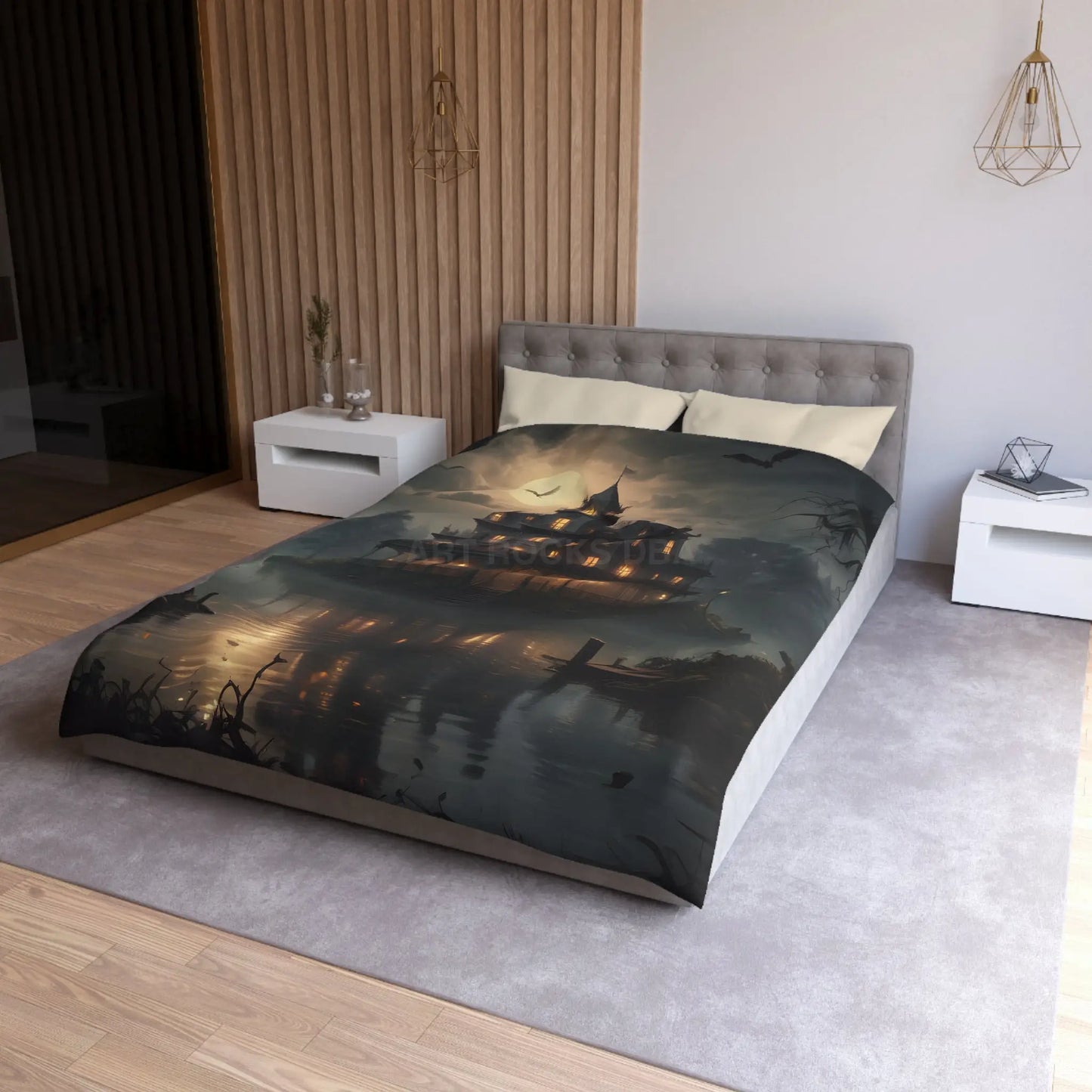 Haunted House Microfiber Duvet Cover Spooky Bedroom Decor Halloween Home Bedding Gothic Style Comforter Dark Aesthetic